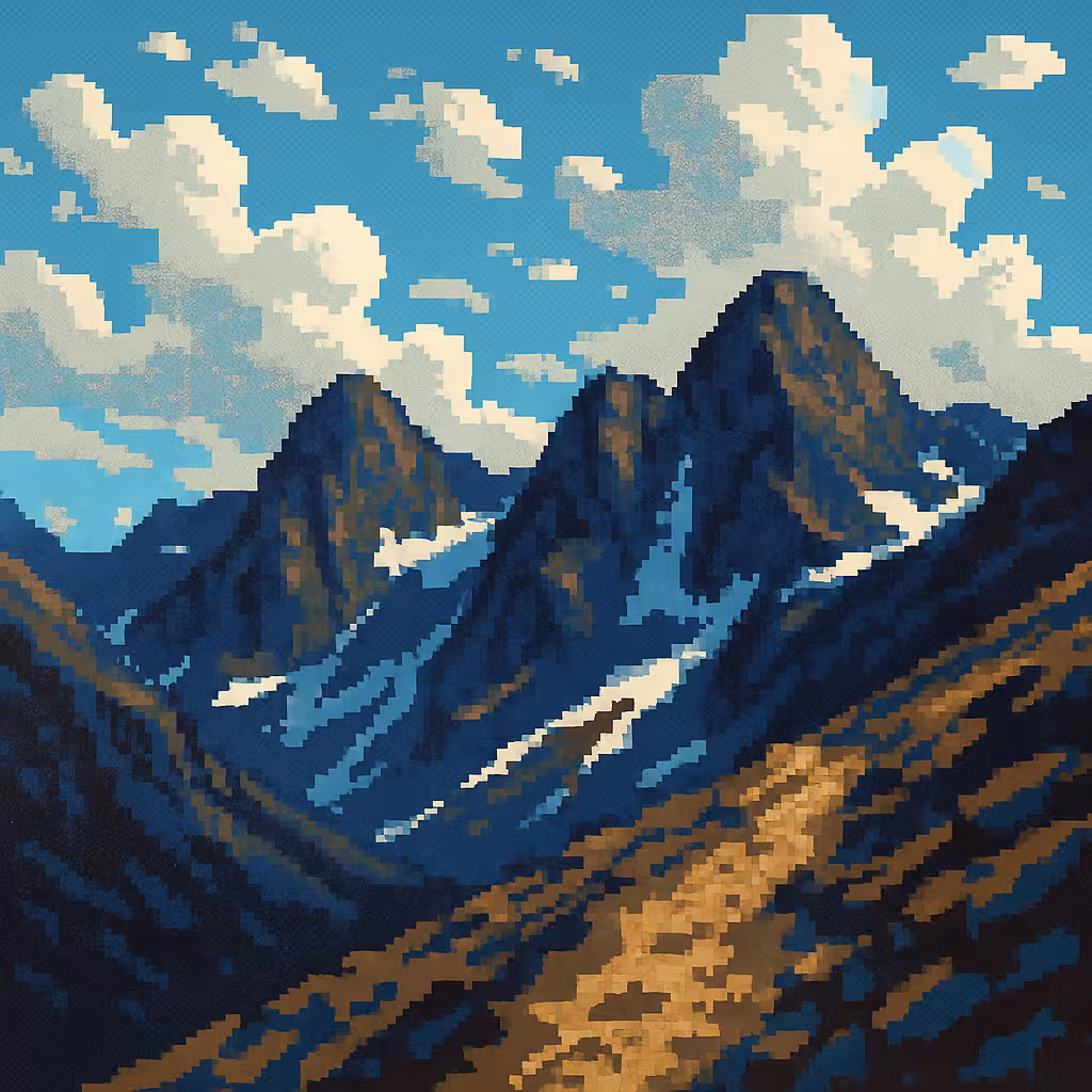 Pixelated Snowcaps Background Image